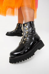 The Ottawa Black Patent Leather Ankle Boot - Vinci Leather