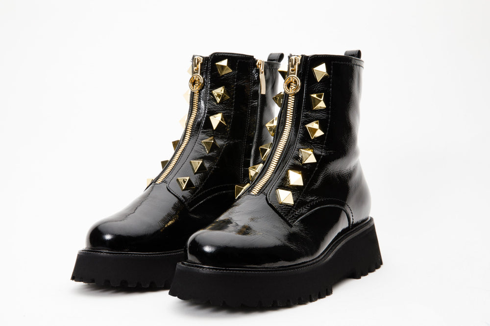 The Ottawa Black Patent Leather Ankle Boot - Vinci Leather