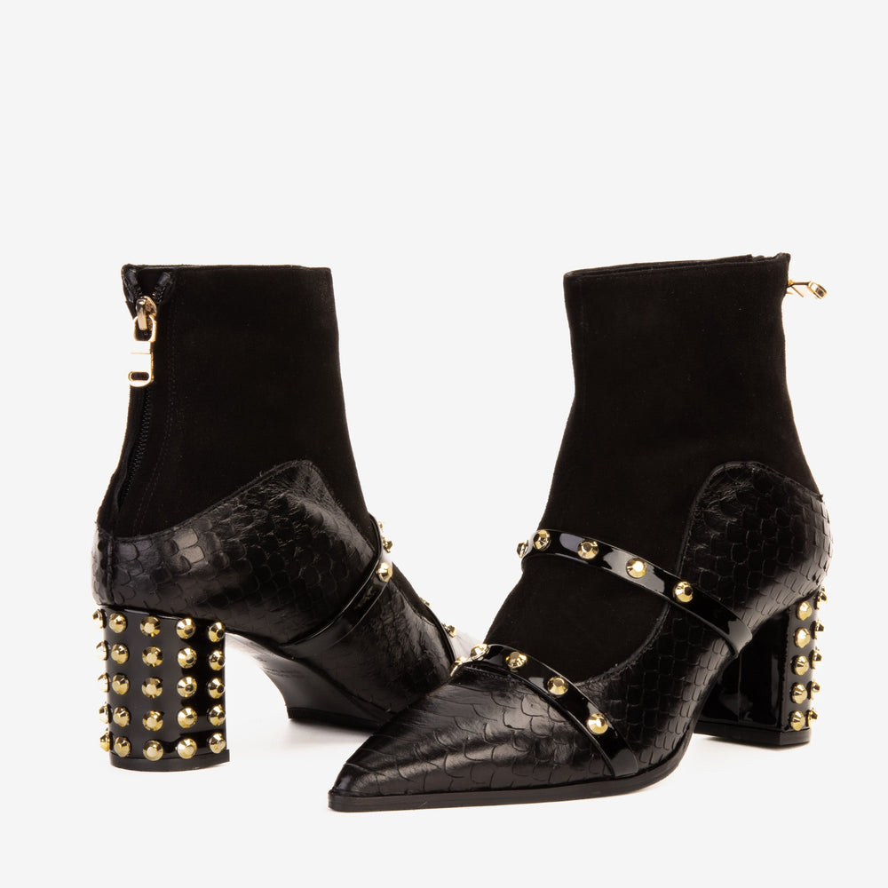 The  Valentina Leather Block Heel Boot - Vinci Leather