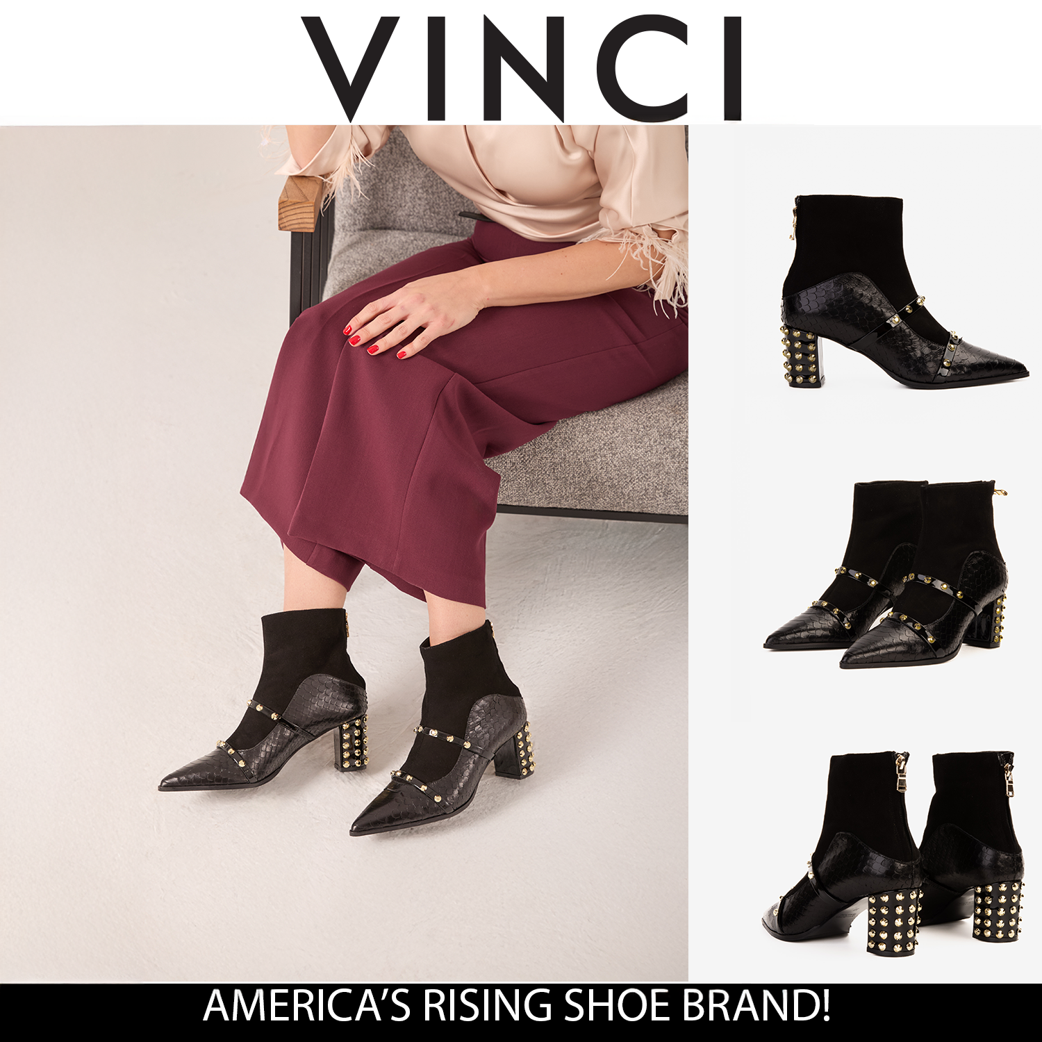 The  Valentina Leather Block Heel Boot - Vinci Leather