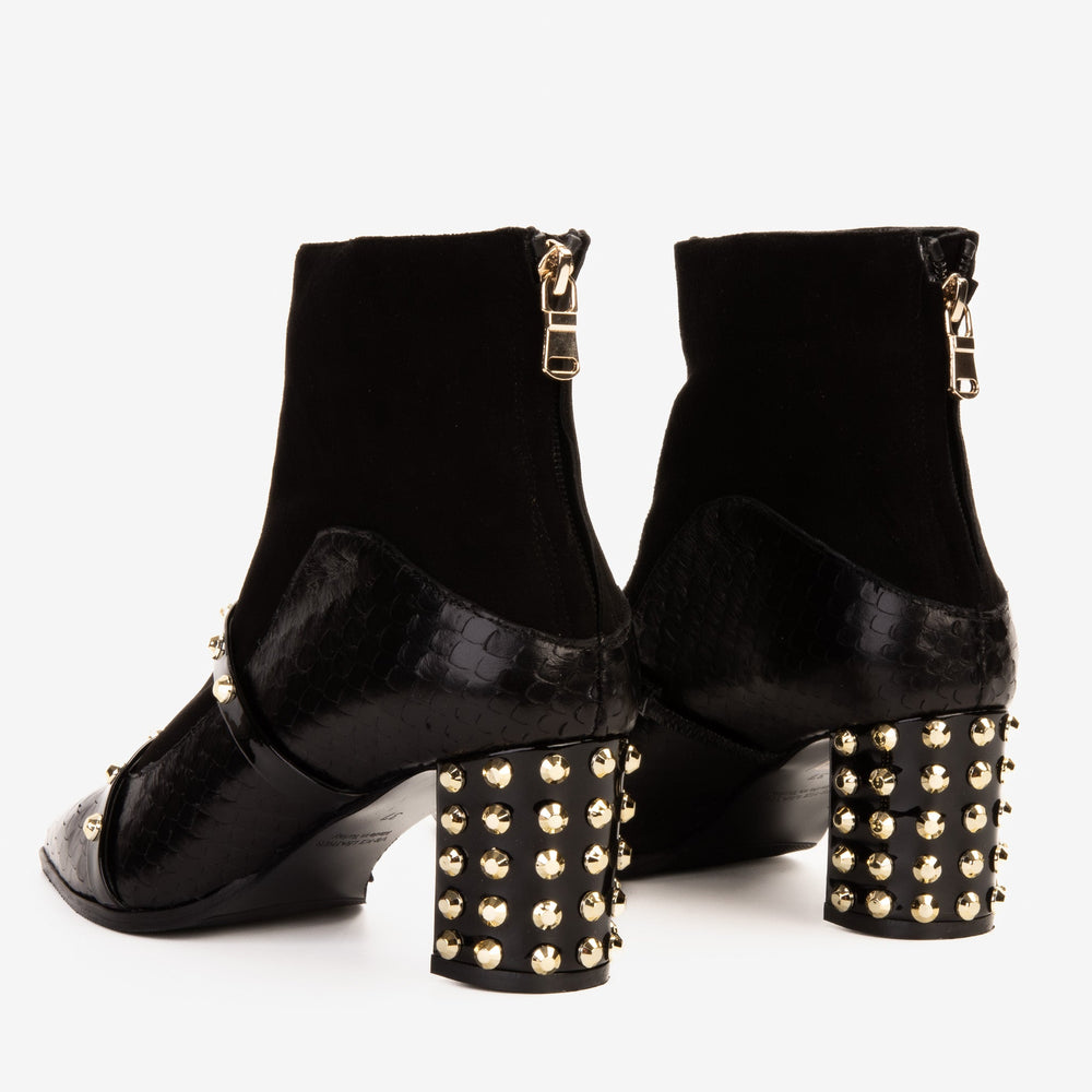 The  Valentina Leather Block Heel Boot - Vinci Leather