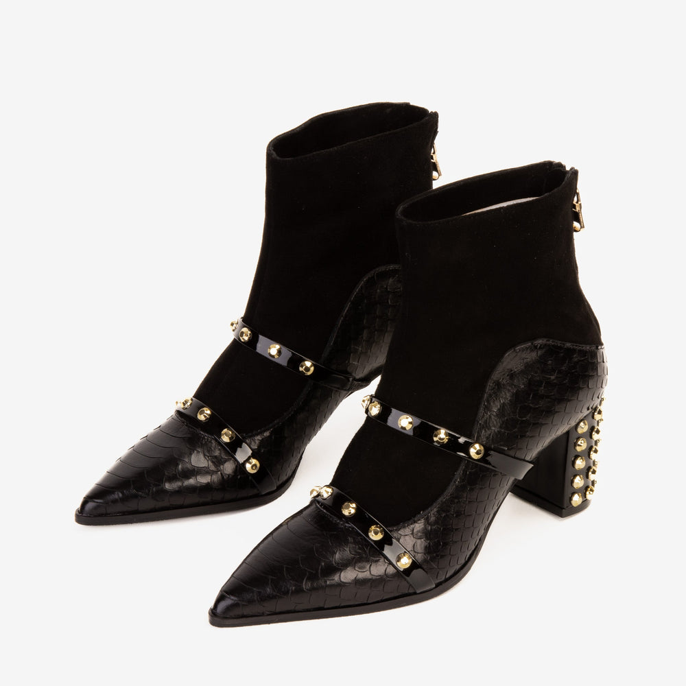 The  Valentina Leather Block Heel Boot - Vinci Leather