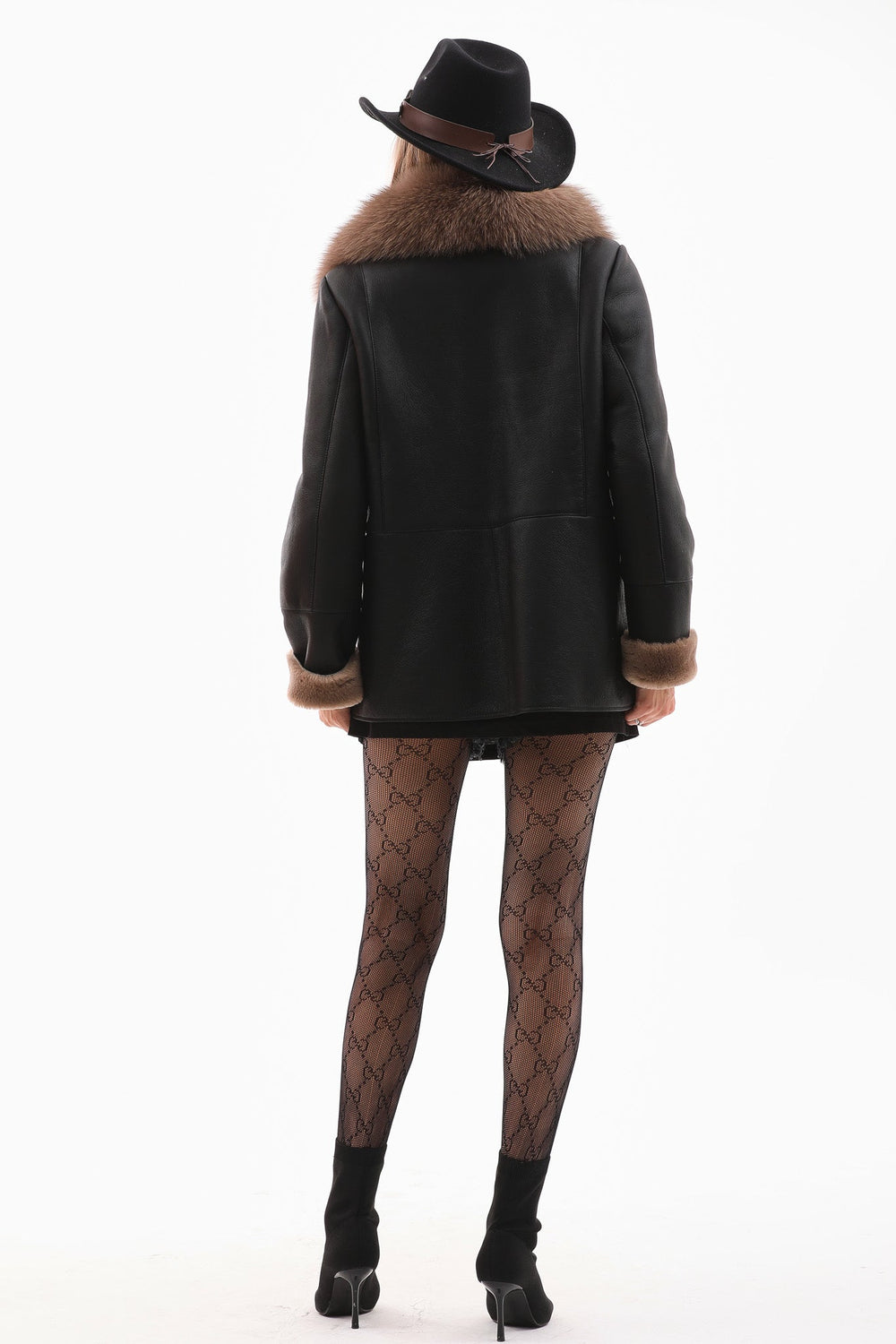 The Duchess Shearling Black Brown Leather Jacket - Vinci Leather