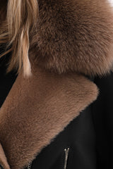 The Duchess Shearling Black Brown Leather Jacket - Vinci Leather