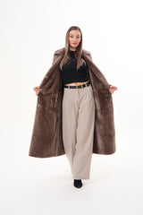 The Florence Long Shearling Black Leather Jacket - Vinci Leather