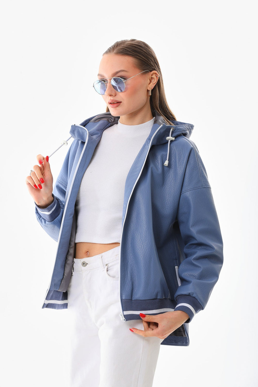 The Polar Blue Leather Jacket - Vinci Leather
