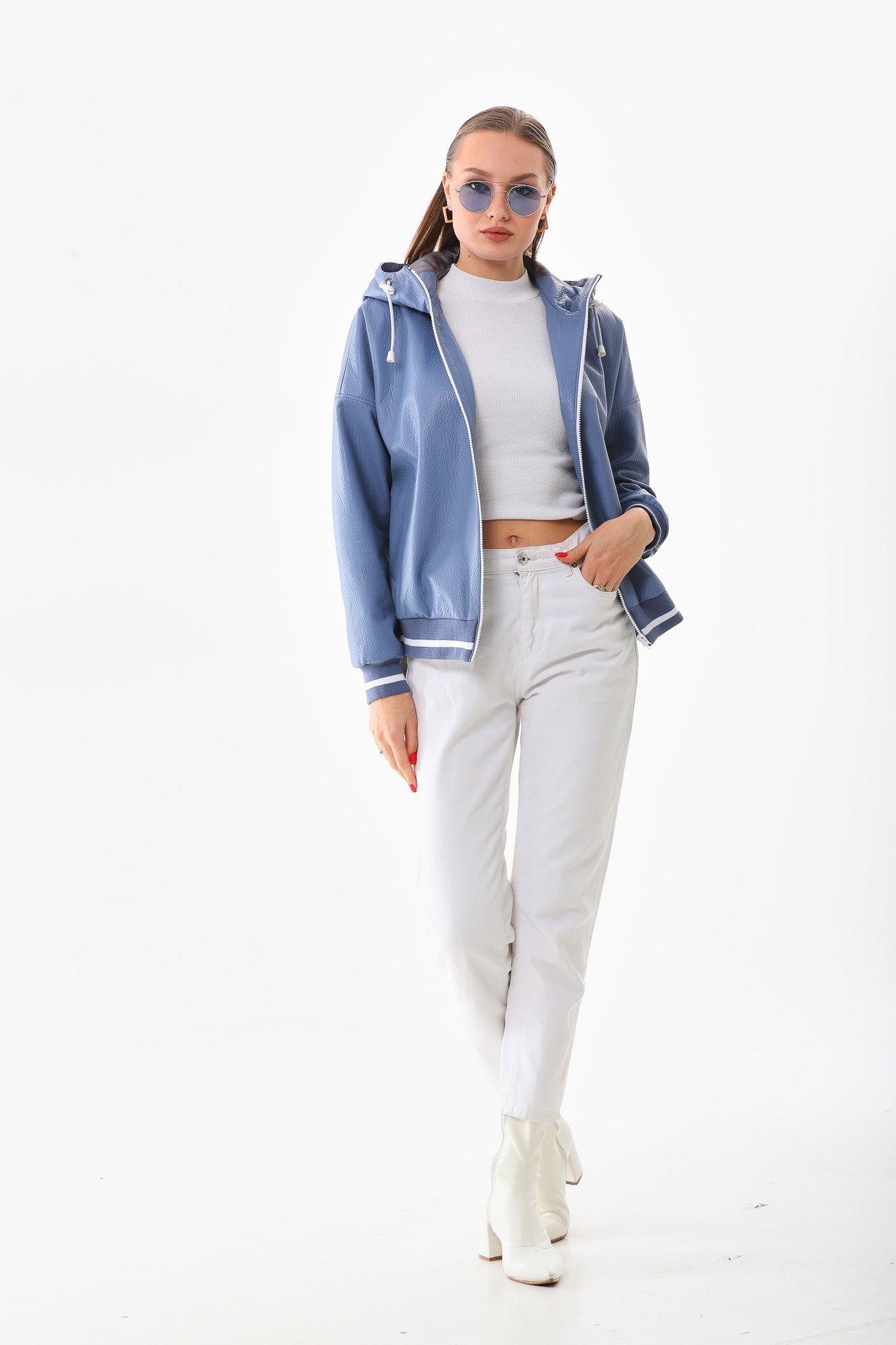 The Polar Blue Leather Jacket - Vinci Leather
