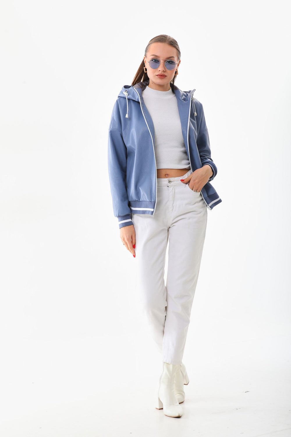 The Polar Blue Leather Jacket - Vinci Leather