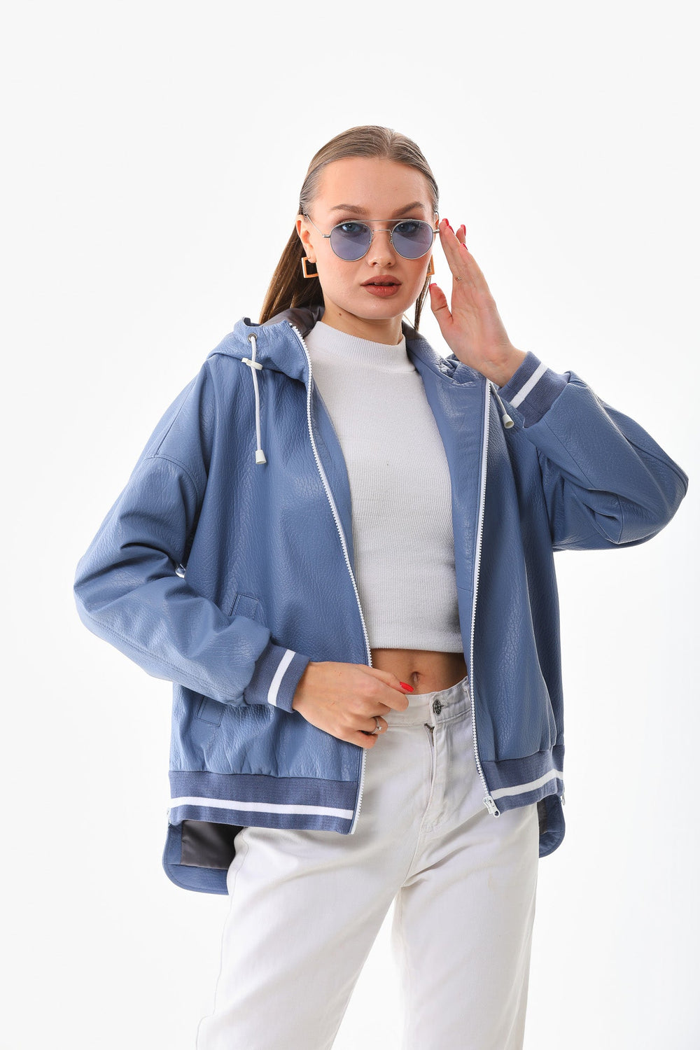 The Polar Blue Leather Jacket - Vinci Leather