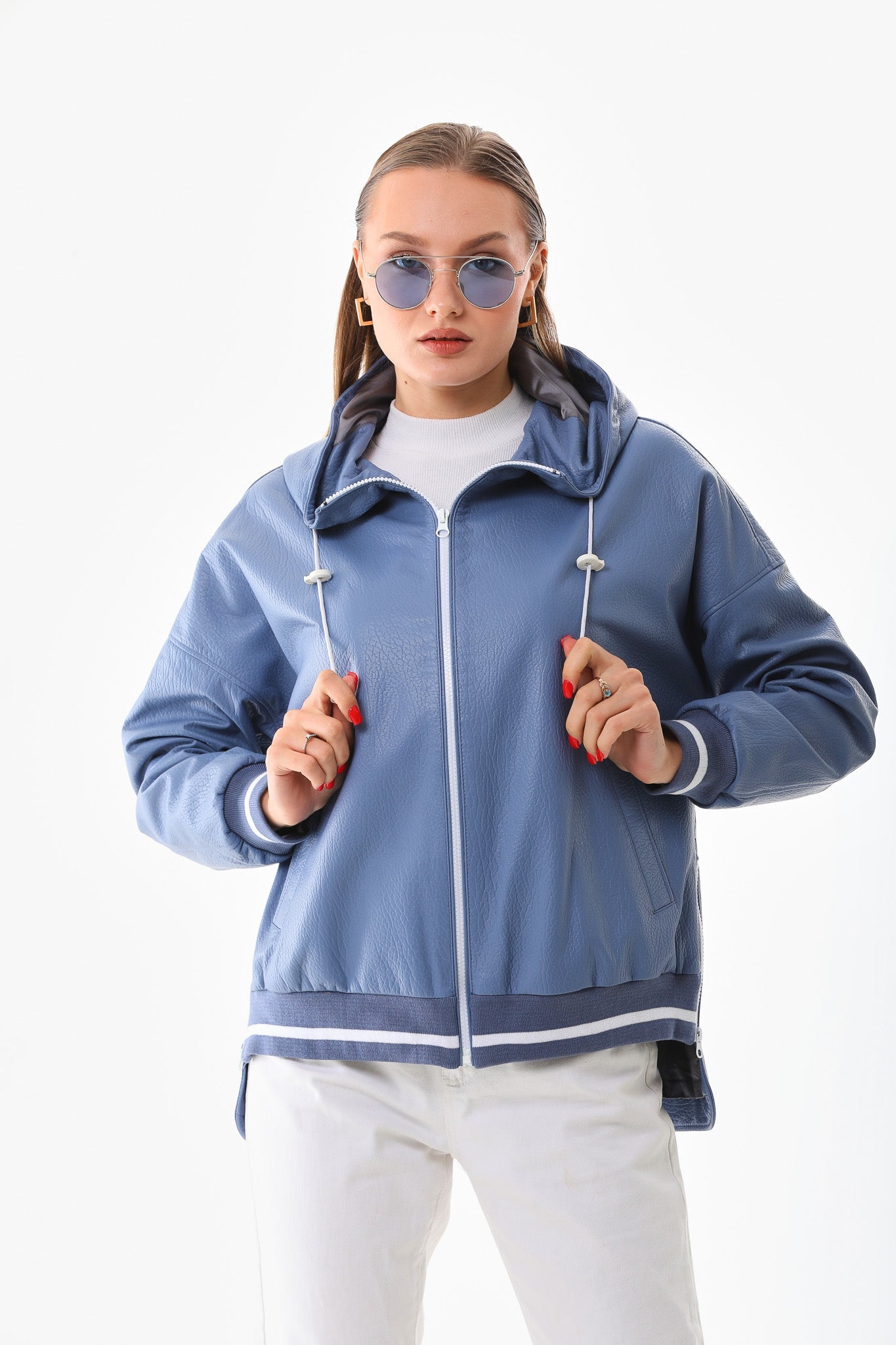 The Polar Blue Leather Jacket - Vinci Leather