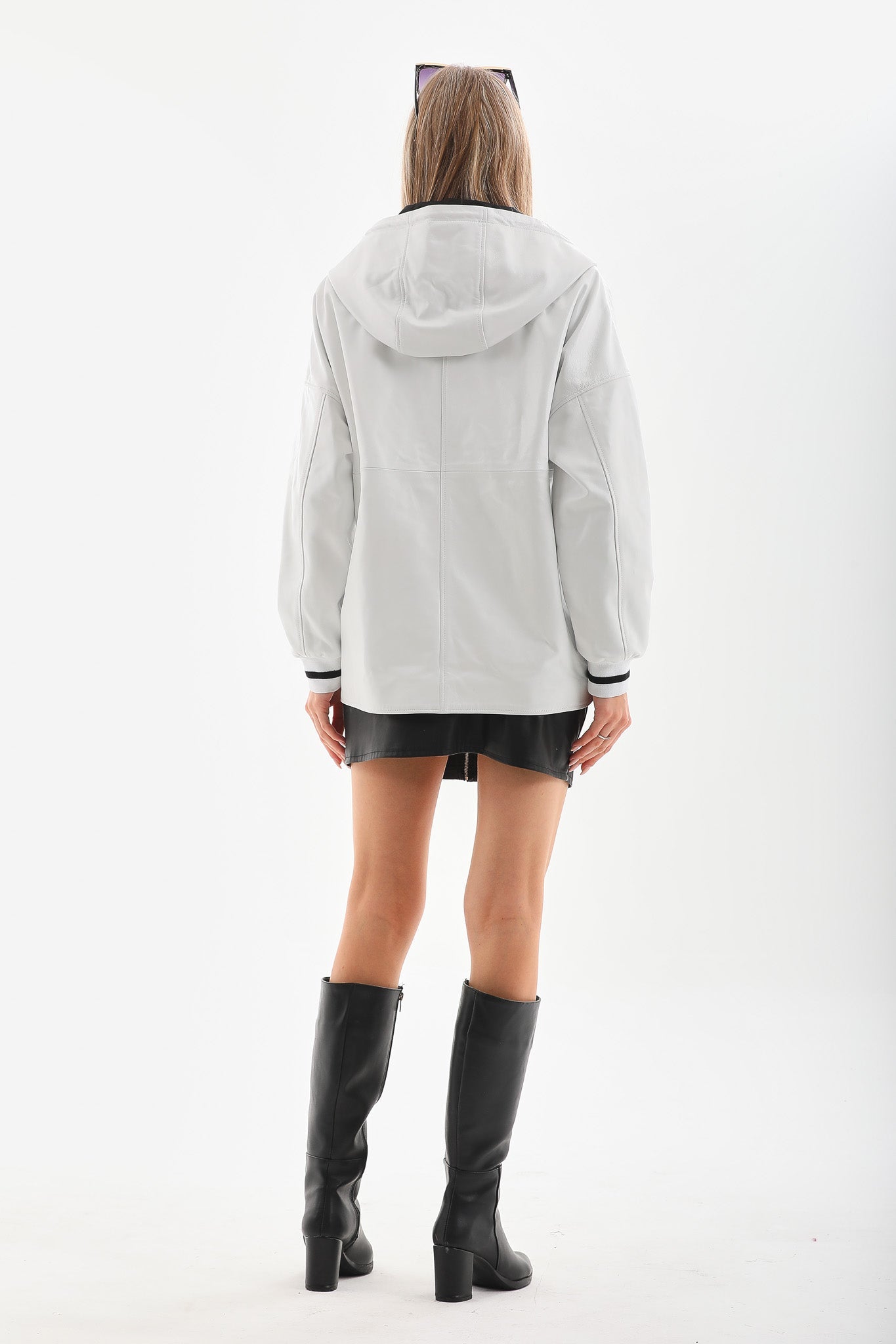The Polar White Leather Leather Jacket - Vinci Leather