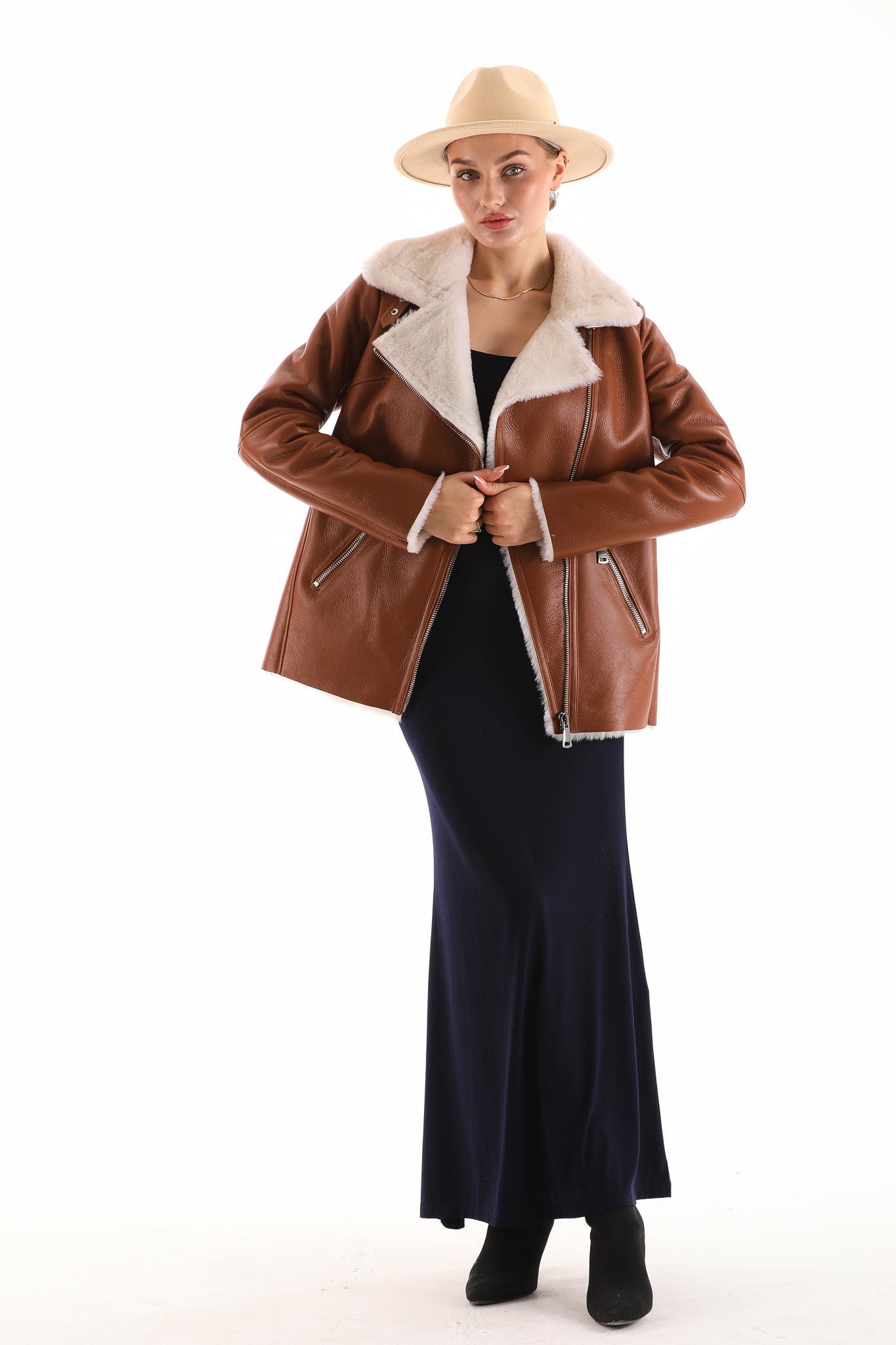 The Prague Tan Leather Jacket - Vinci Leather