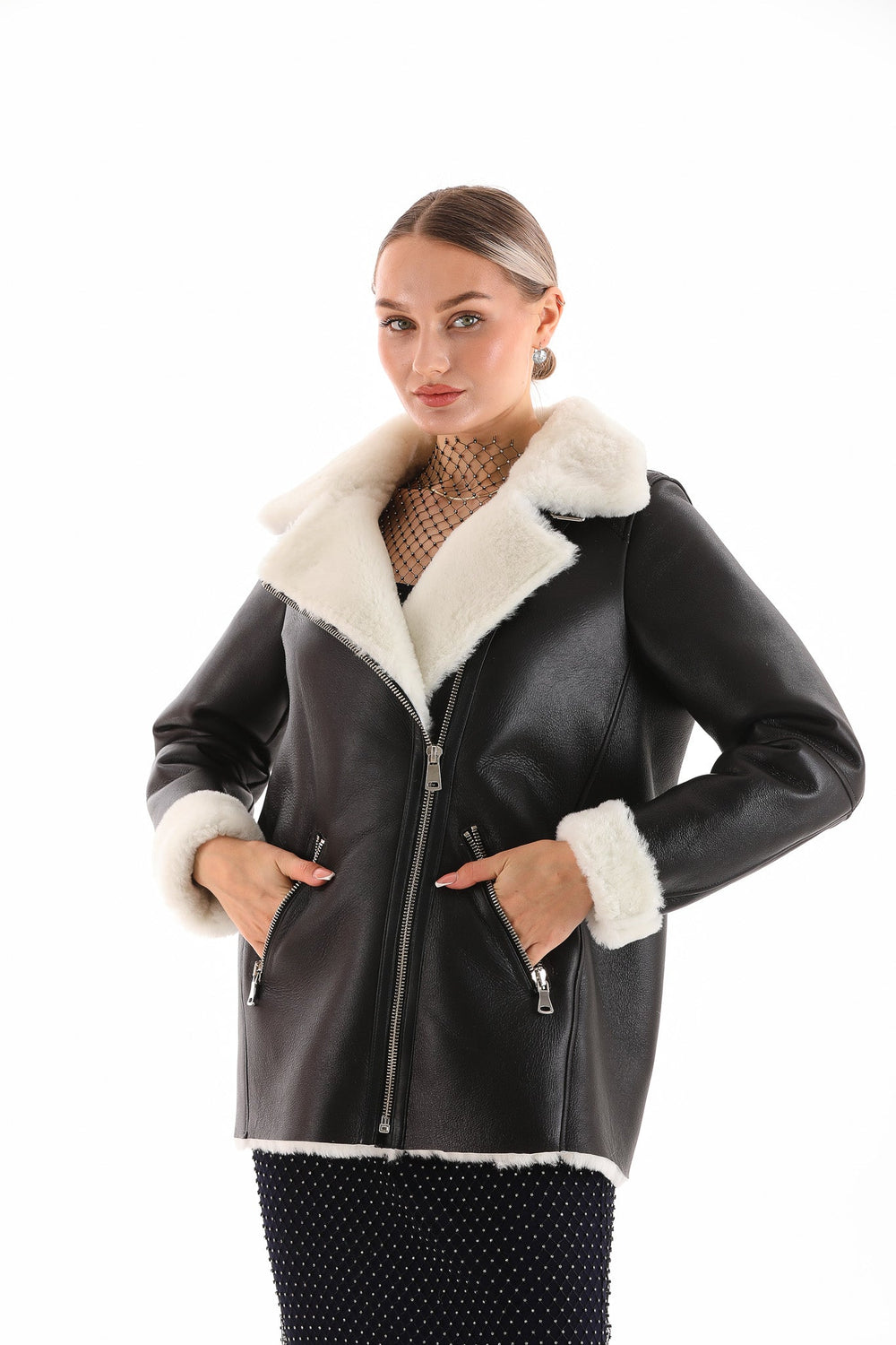 The Prague Black White Leather Jacket - Vinci Leather