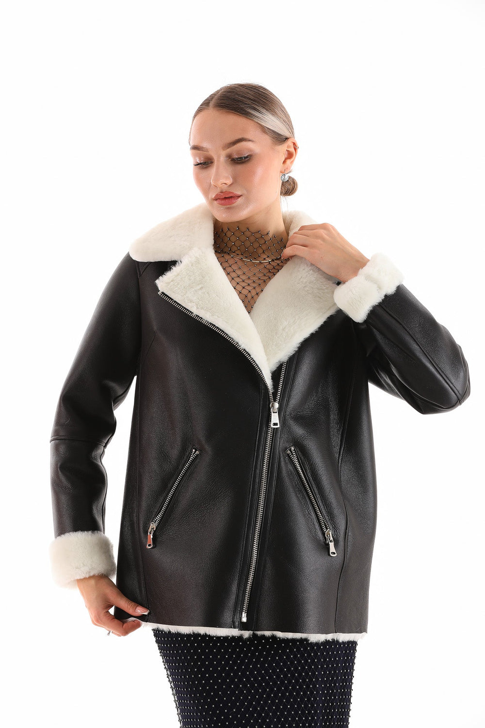 The Prague Black White Leather Jacket - Vinci Leather