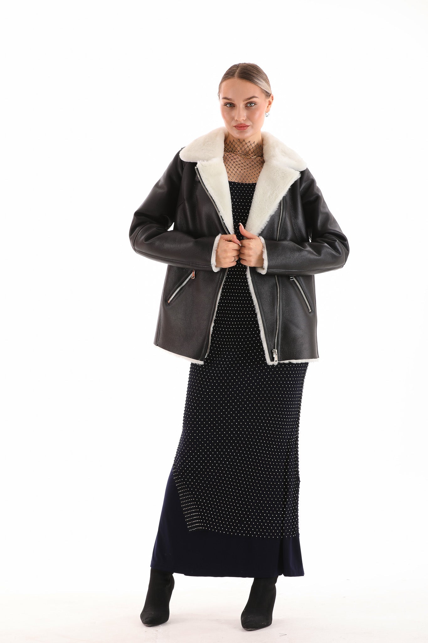 The Prague Black White Leather Jacket - Vinci Leather