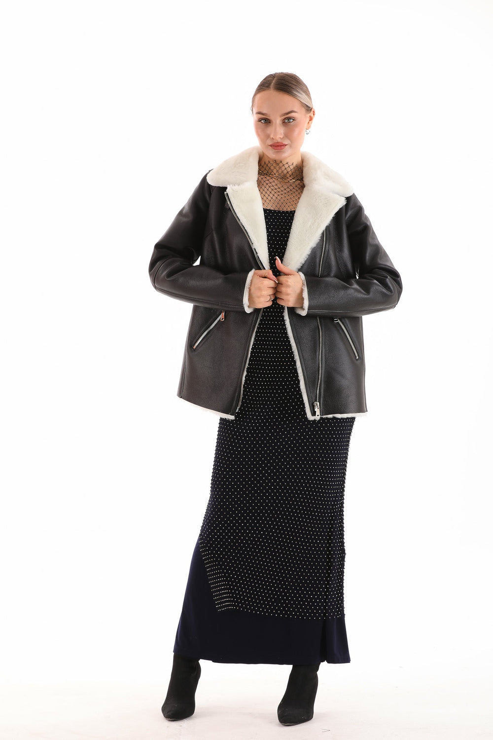 The Prague Black White Leather Jacket - Vinci Leather