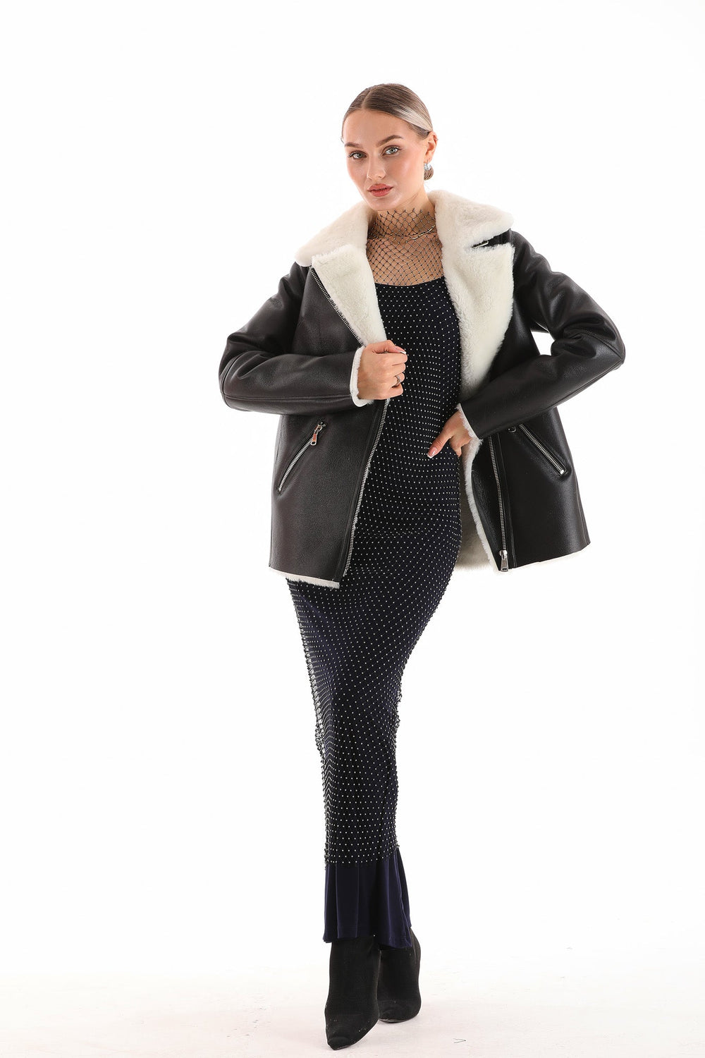 The Prague Black White Leather Jacket - Vinci Leather