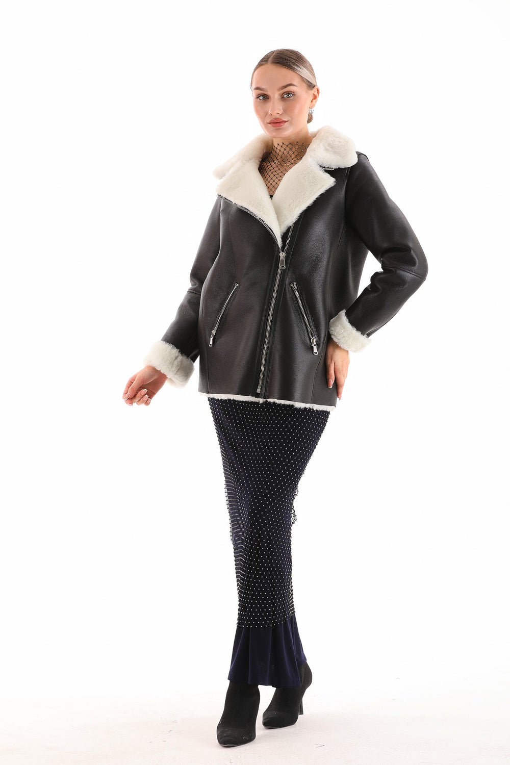 The Prague Black White Leather Jacket - Vinci Leather