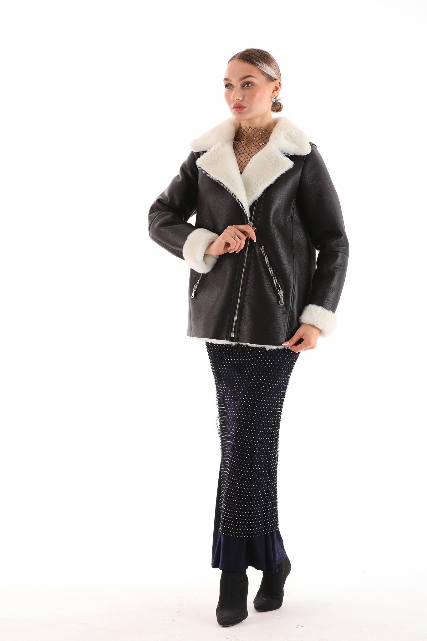 The Prague Black White Leather Jacket - Vinci Leather