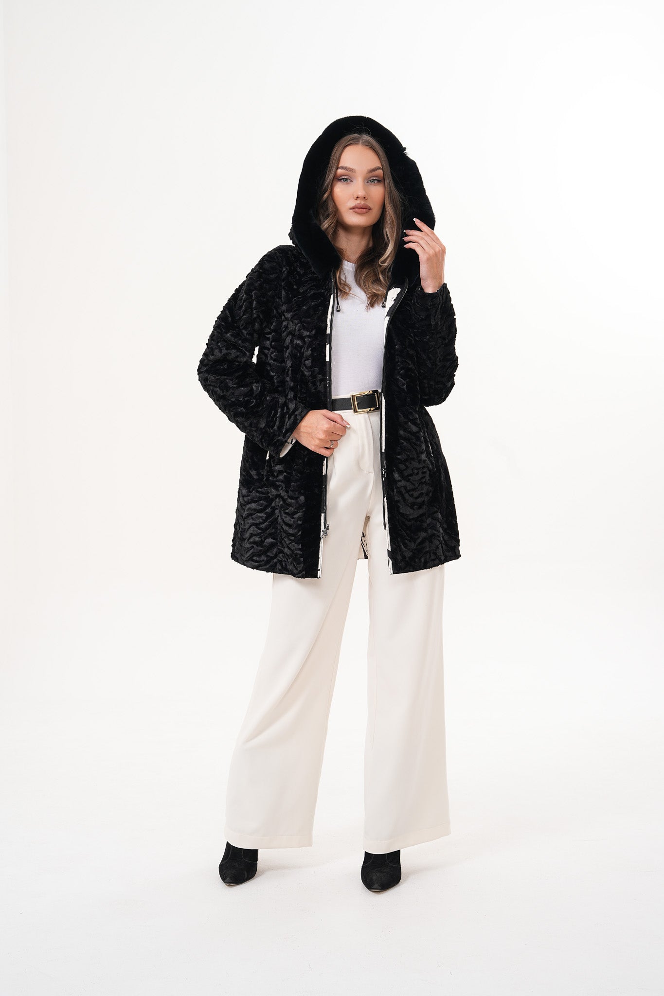 The Prisma Black White Leather Jacket - Vinci Leather