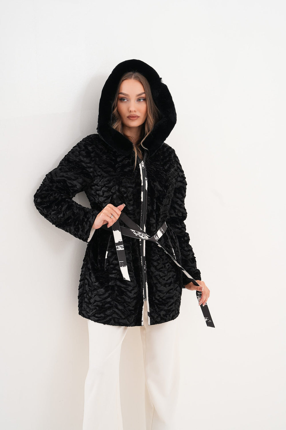 The Prisma Black White Leather Jacket - Vinci Leather
