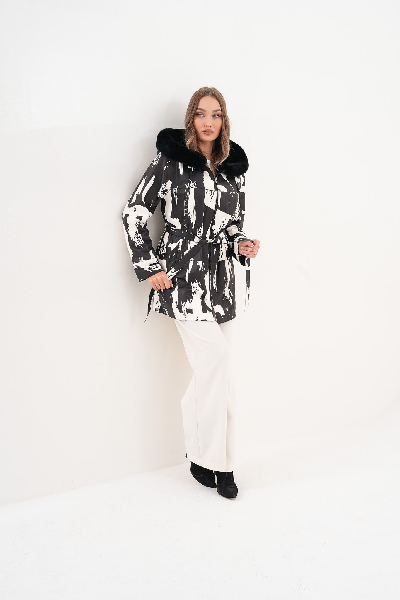 The Prisma Black White Leather Jacket - Vinci Leather