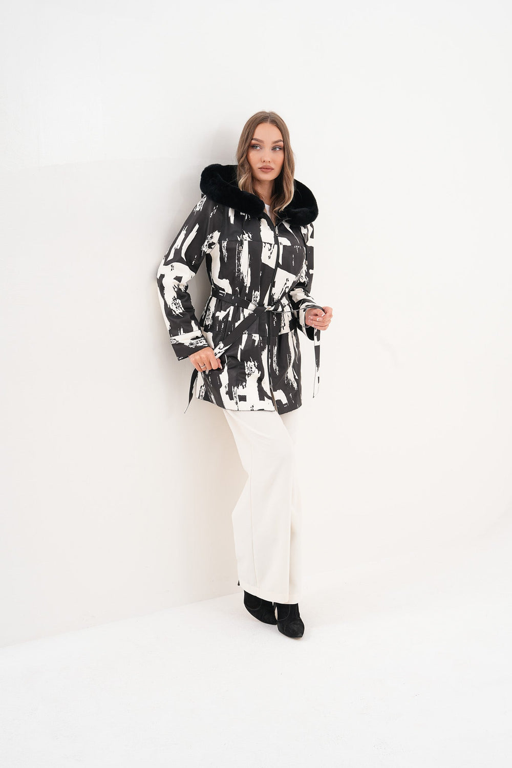 The Prisma Black White Leather Jacket - Vinci Leather