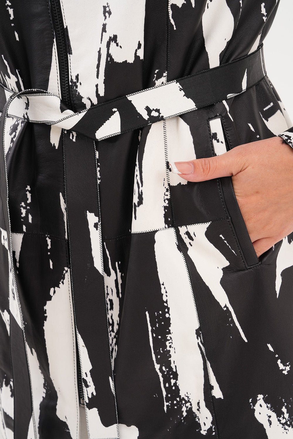 The Prisma Black White Leather Jacket - Vinci Leather