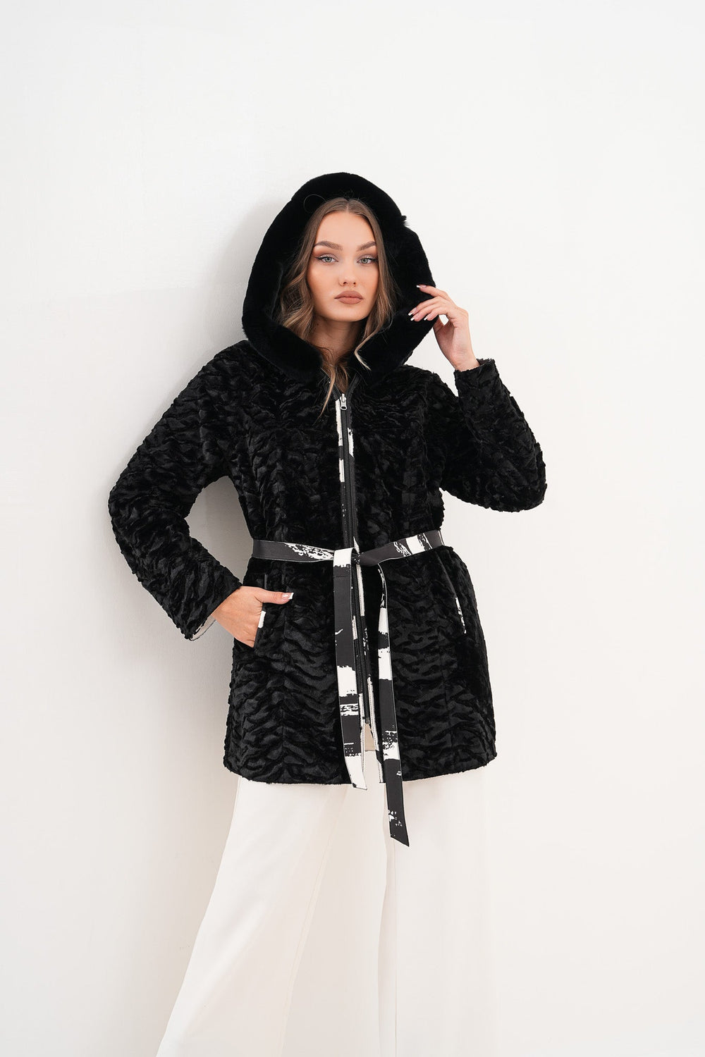 The Prisma Black White Leather Jacket - Vinci Leather
