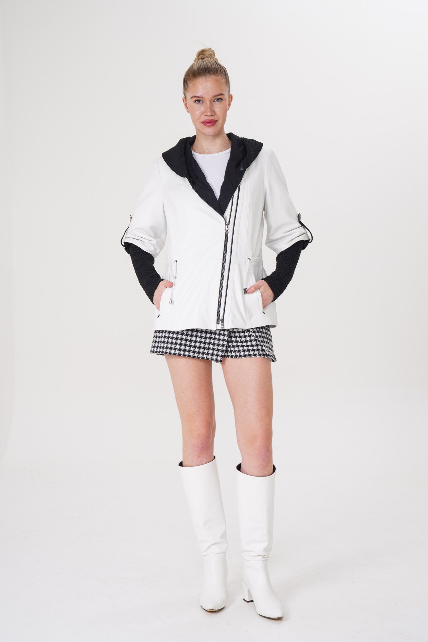The Hudson White Leather Jacket - Vinci Leather
