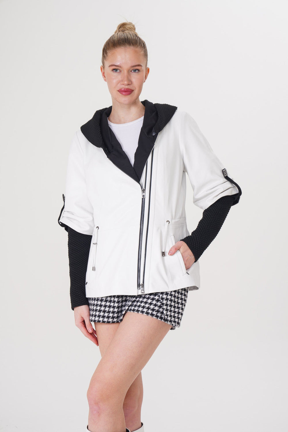 The Hudson White Leather Jacket - Vinci Leather
