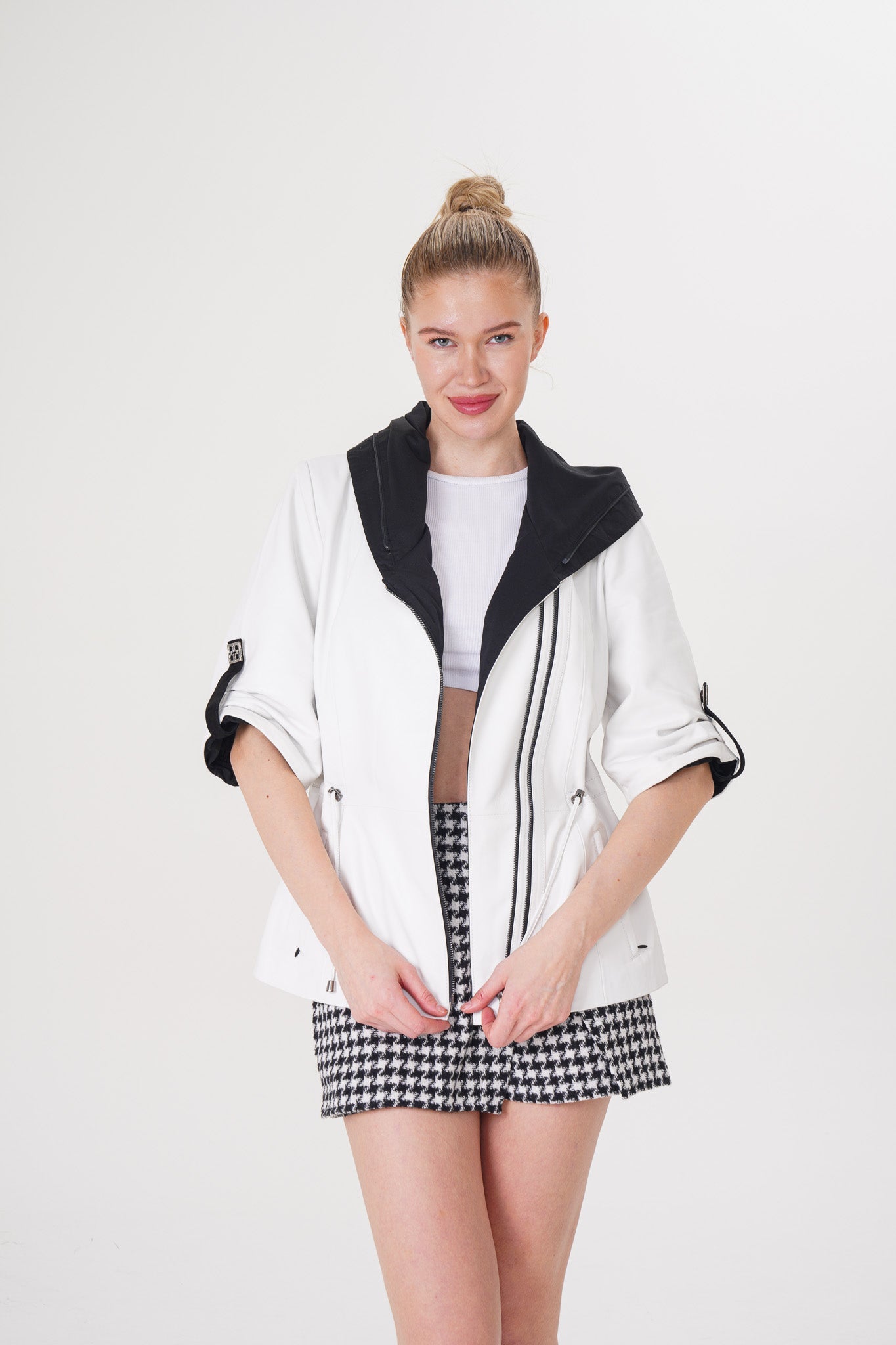 The Hudson White Leather Jacket - Vinci Leather