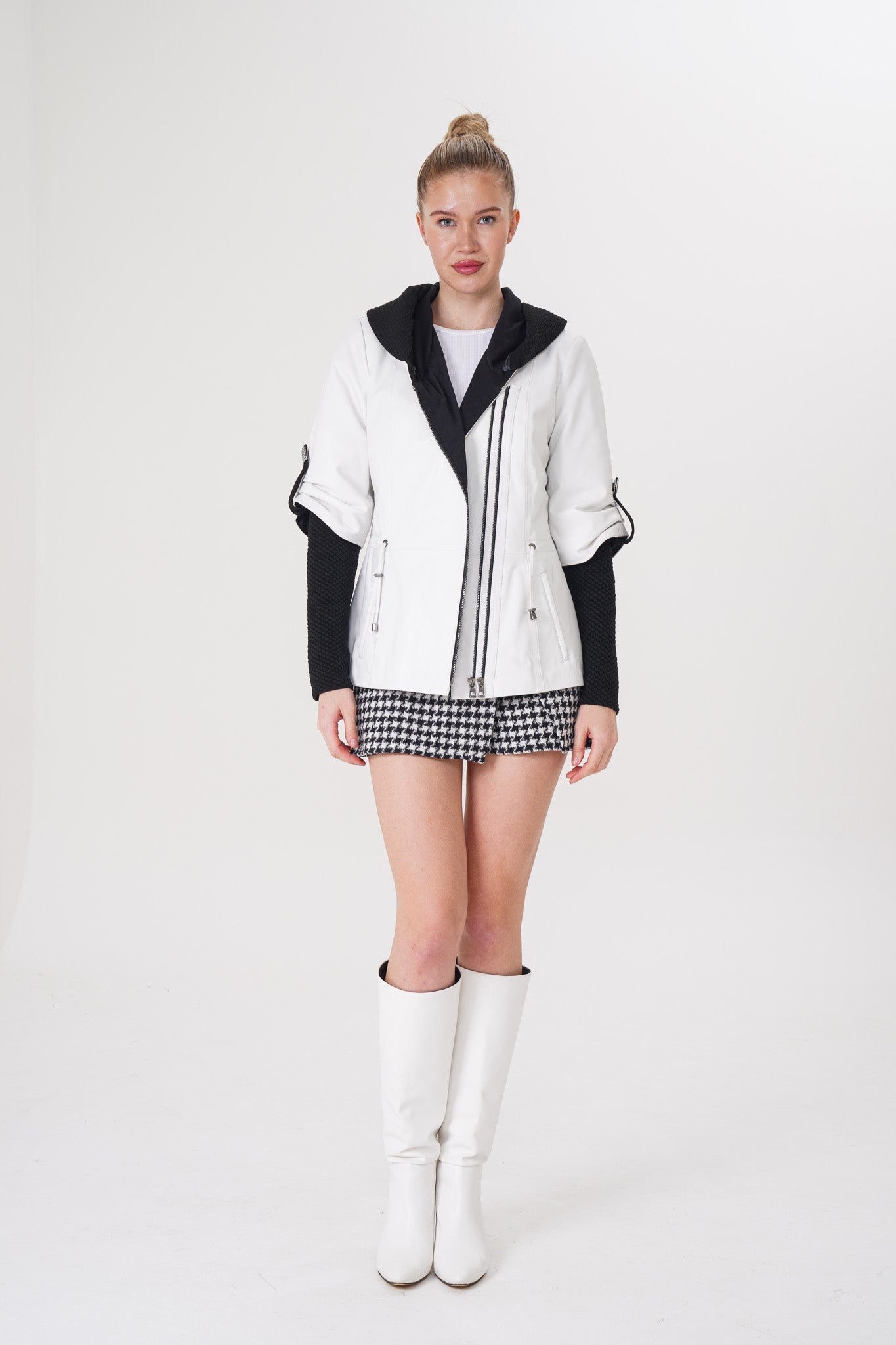 The Hudson White Leather Jacket - Vinci Leather