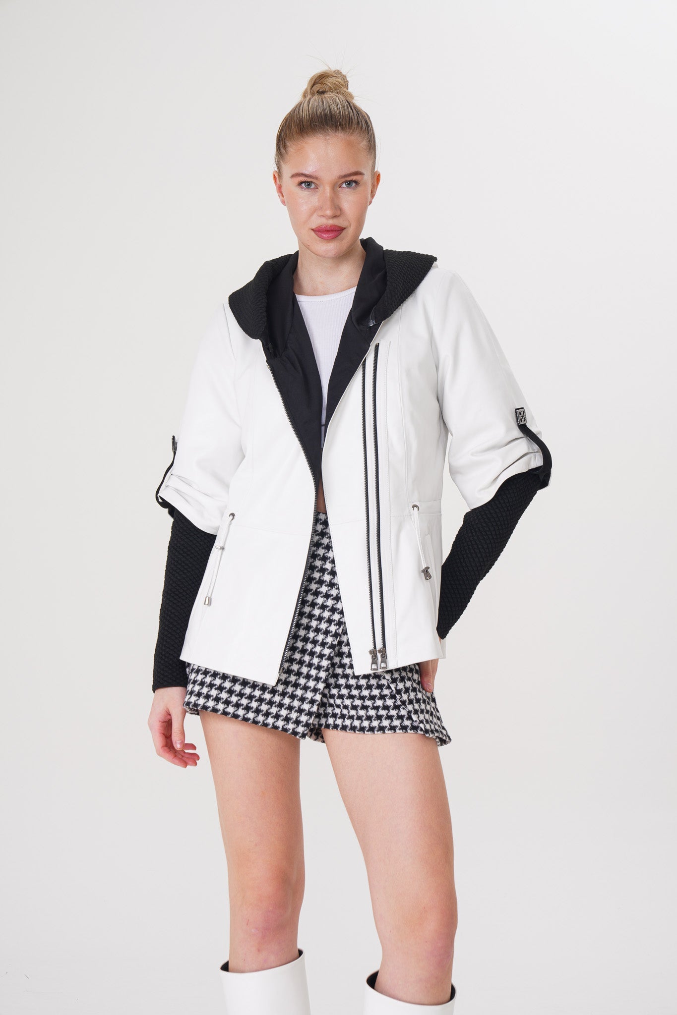 The Hudson White Leather Jacket - Vinci Leather