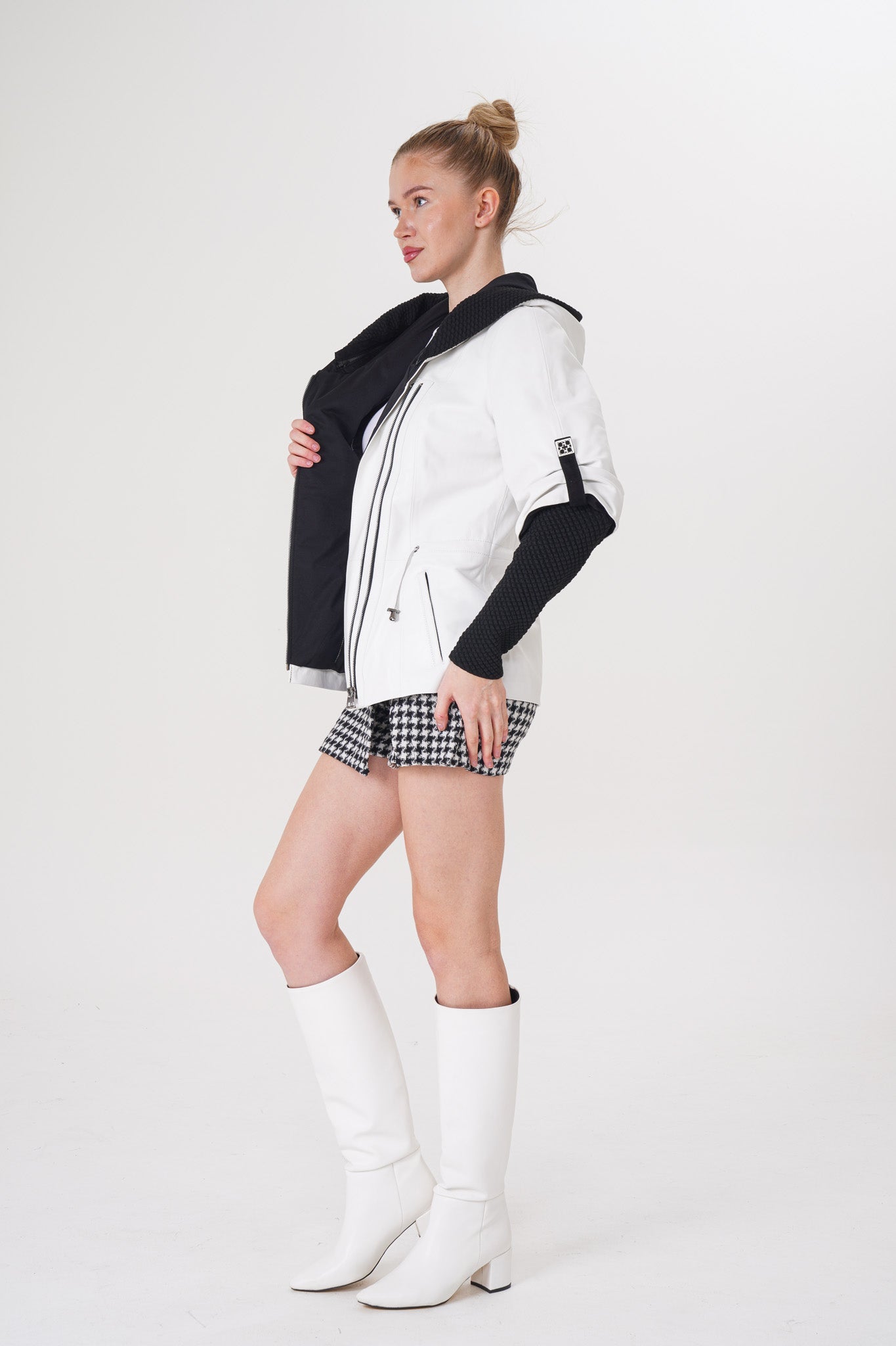 The Hudson White Leather Jacket - Vinci Leather