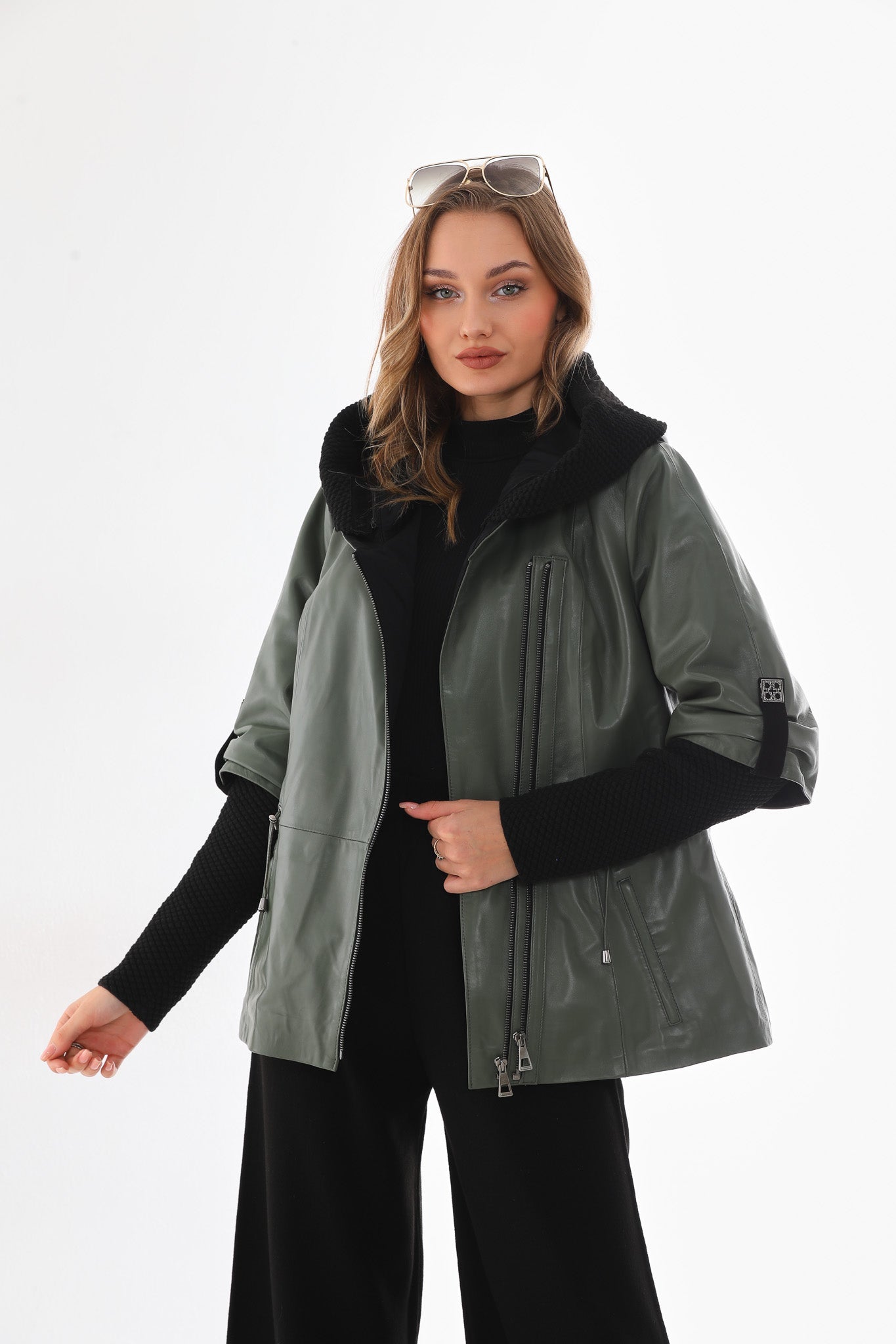 The Hudson Olive Green Leather Jacket - Vinci Leather