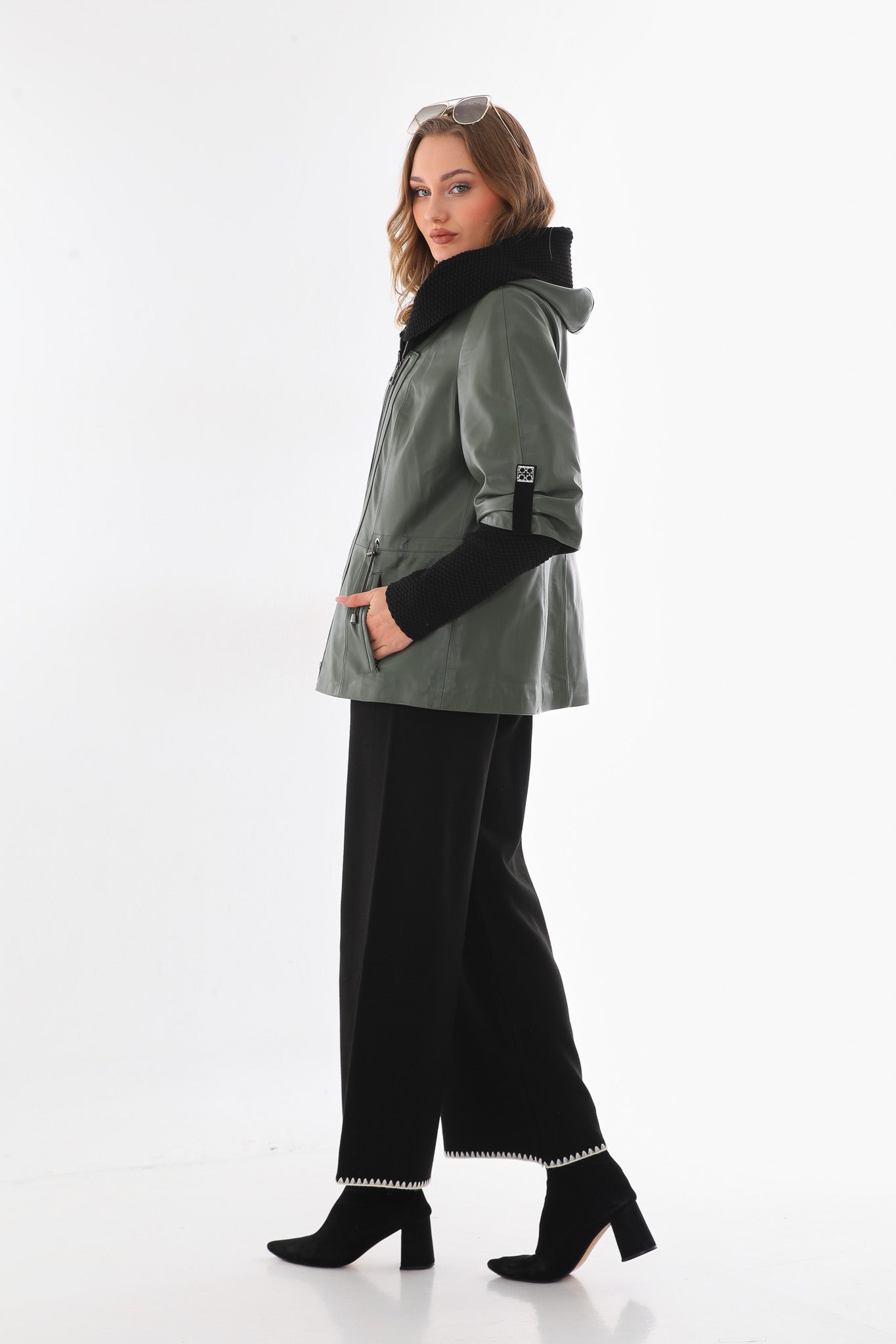 The Hudson Olive Green Leather Jacket - Vinci Leather