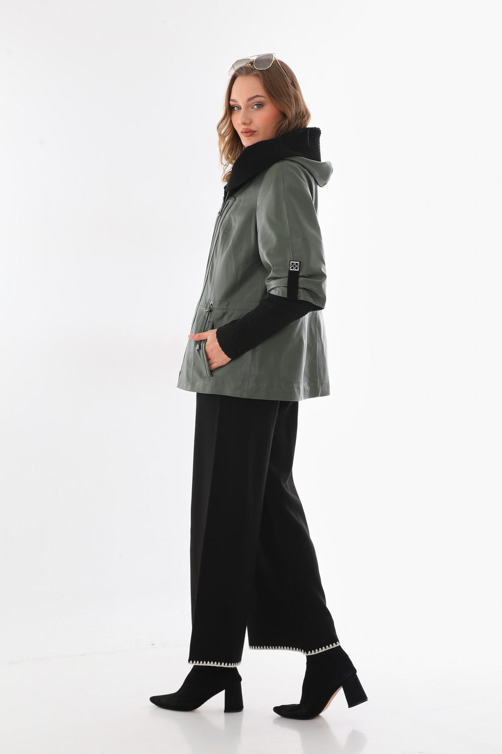 The Hudson Olive Green Leather Jacket - Vinci Leather
