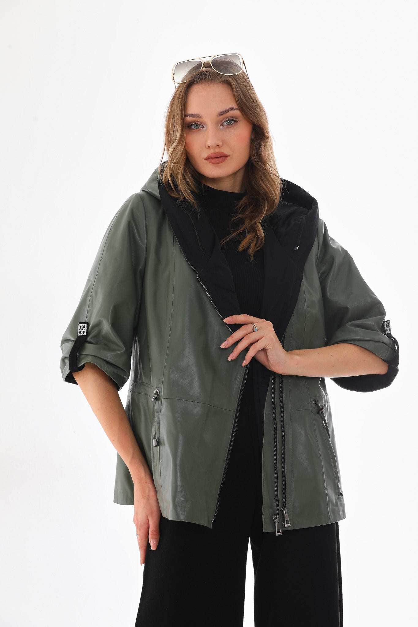 The Hudson Olive Green Leather Jacket - Vinci Leather
