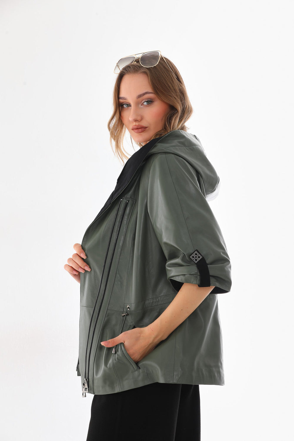 The Hudson Olive Green Leather Jacket - Vinci Leather