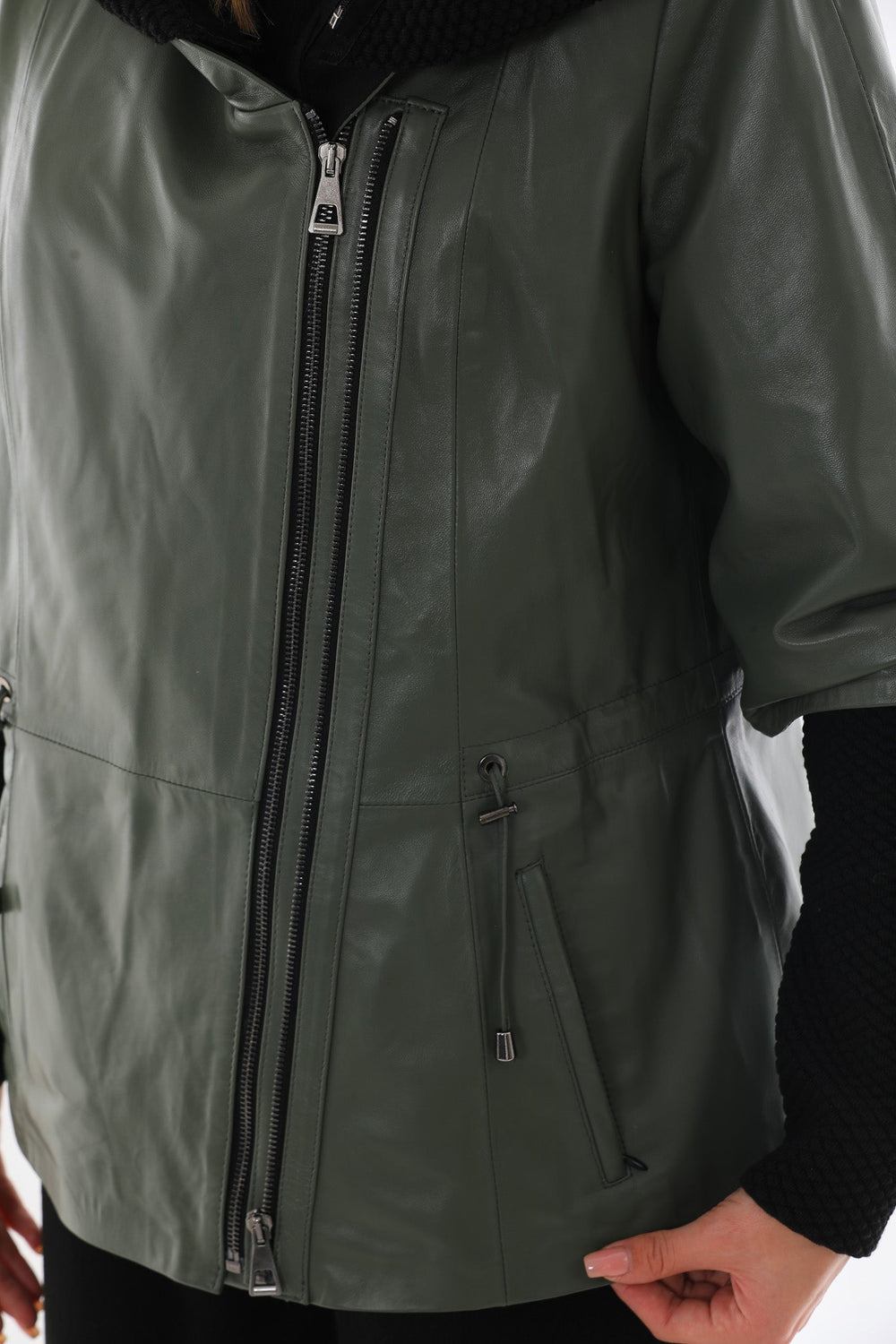 The Hudson Olive Green Leather Jacket - Vinci Leather