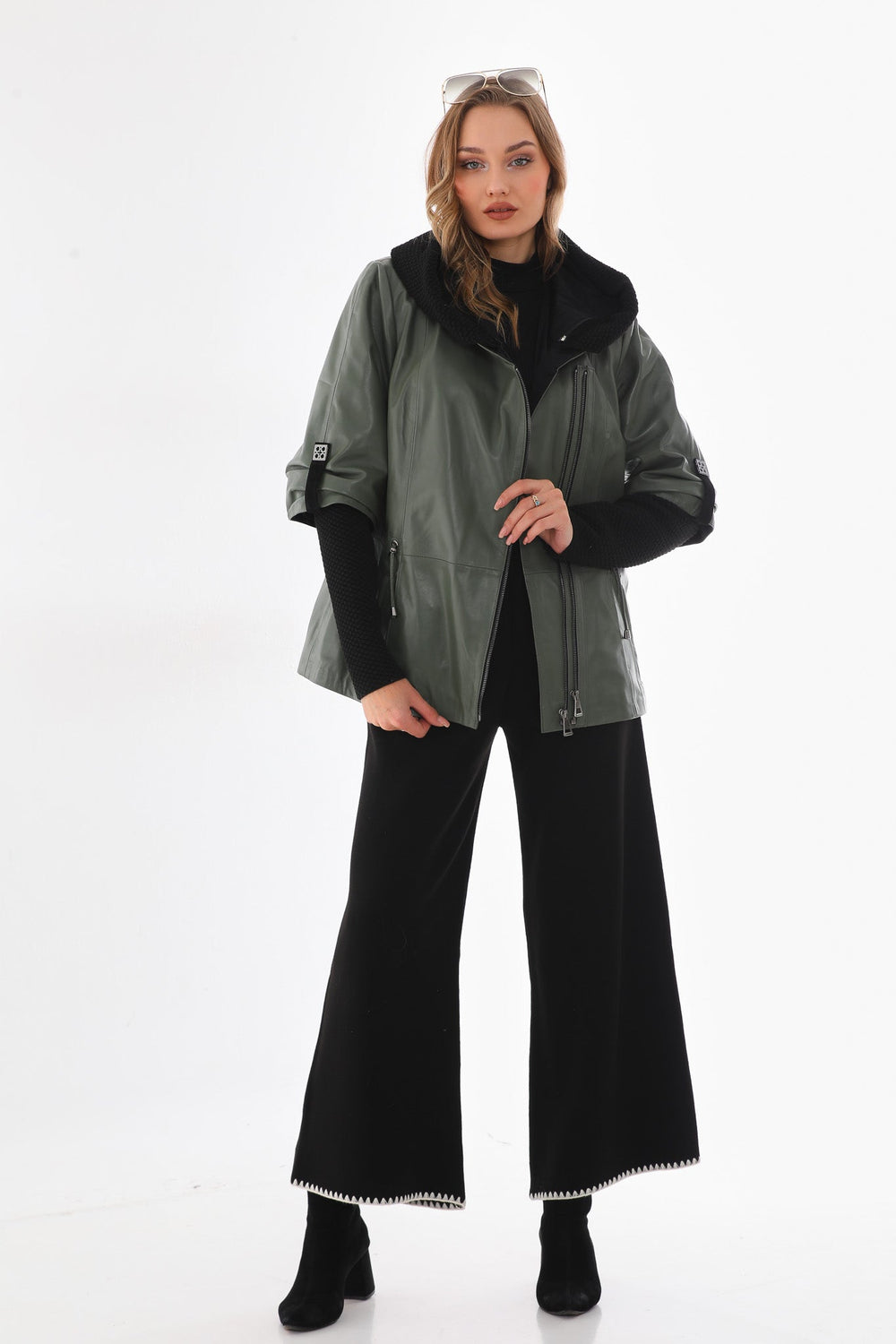 The Hudson Olive Green Leather Jacket - Vinci Leather