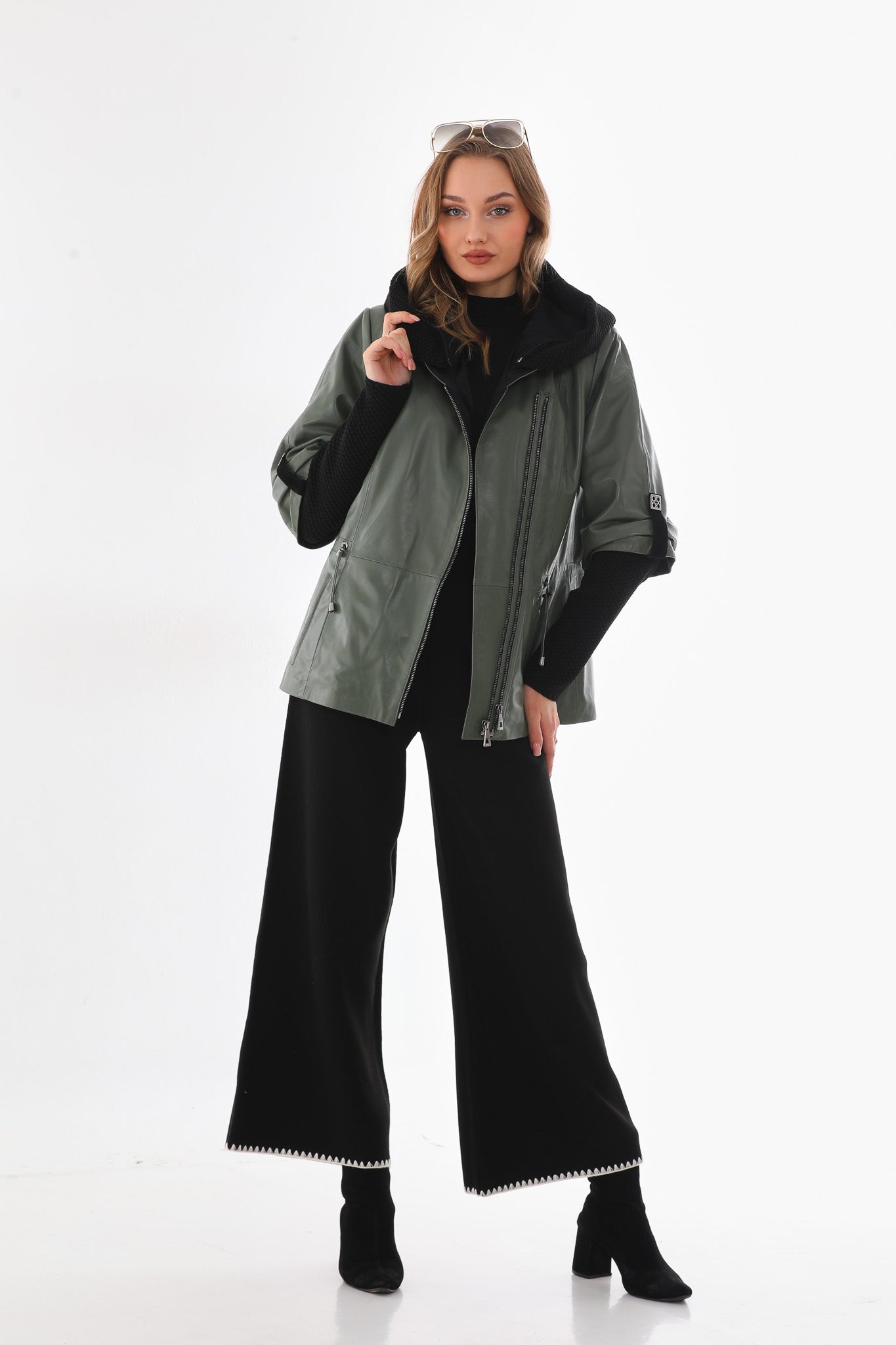 The Hudson Olive Green Leather Jacket - Vinci Leather