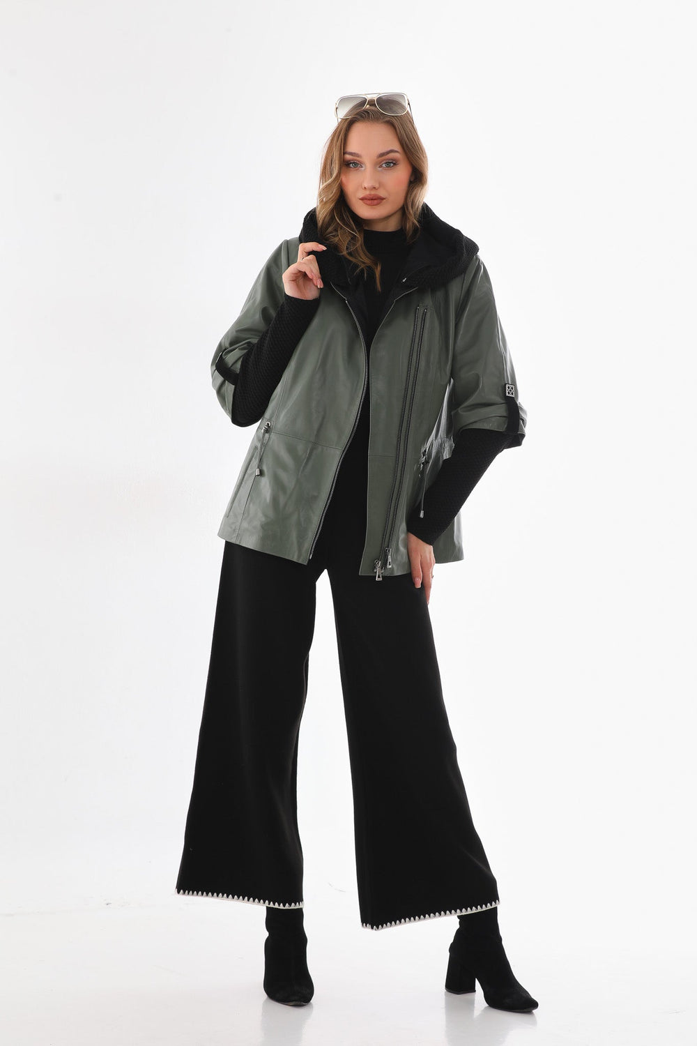 The Hudson Olive Green Leather Jacket - Vinci Leather