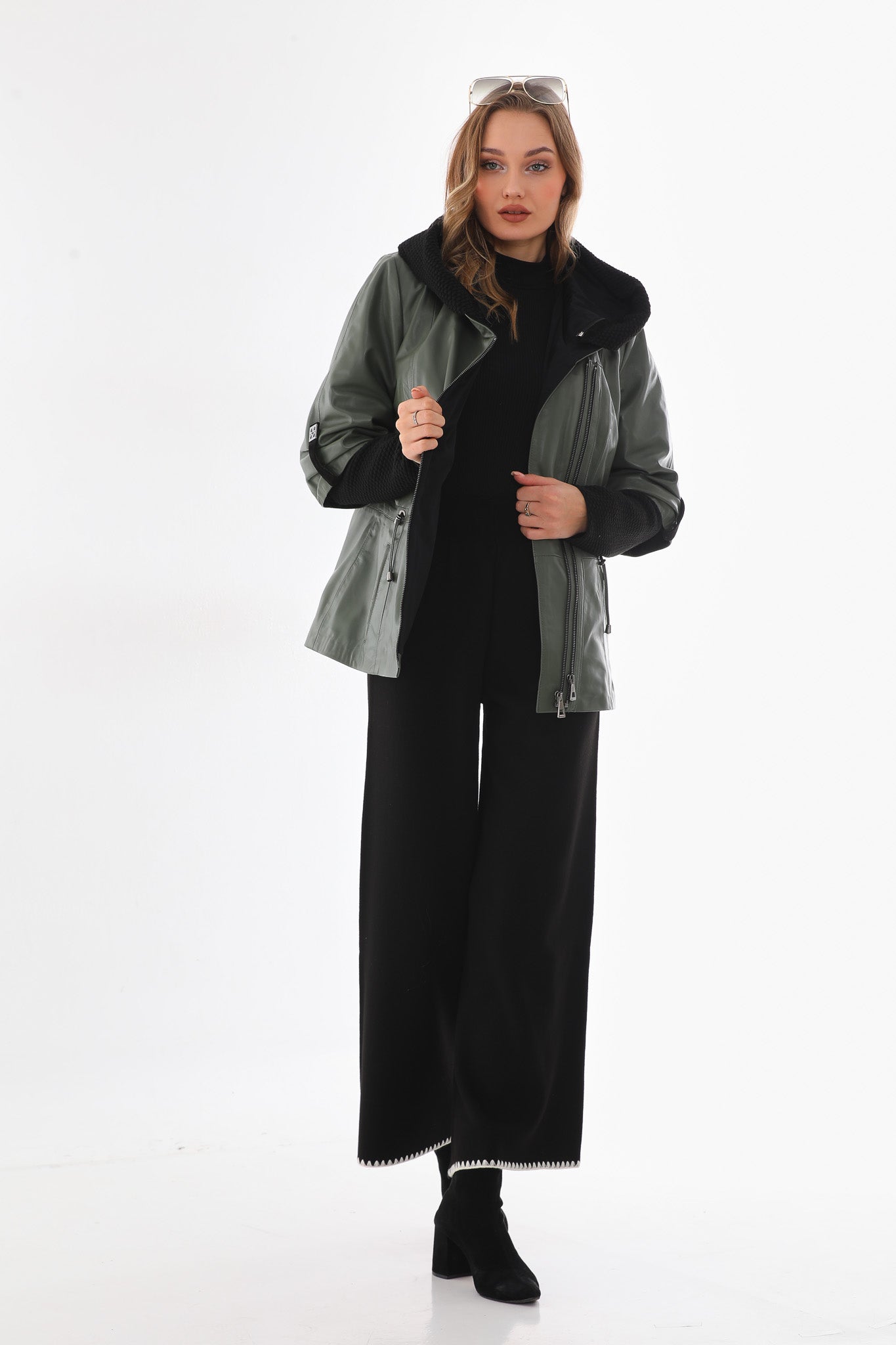 The Hudson Olive Green Leather Jacket - Vinci Leather