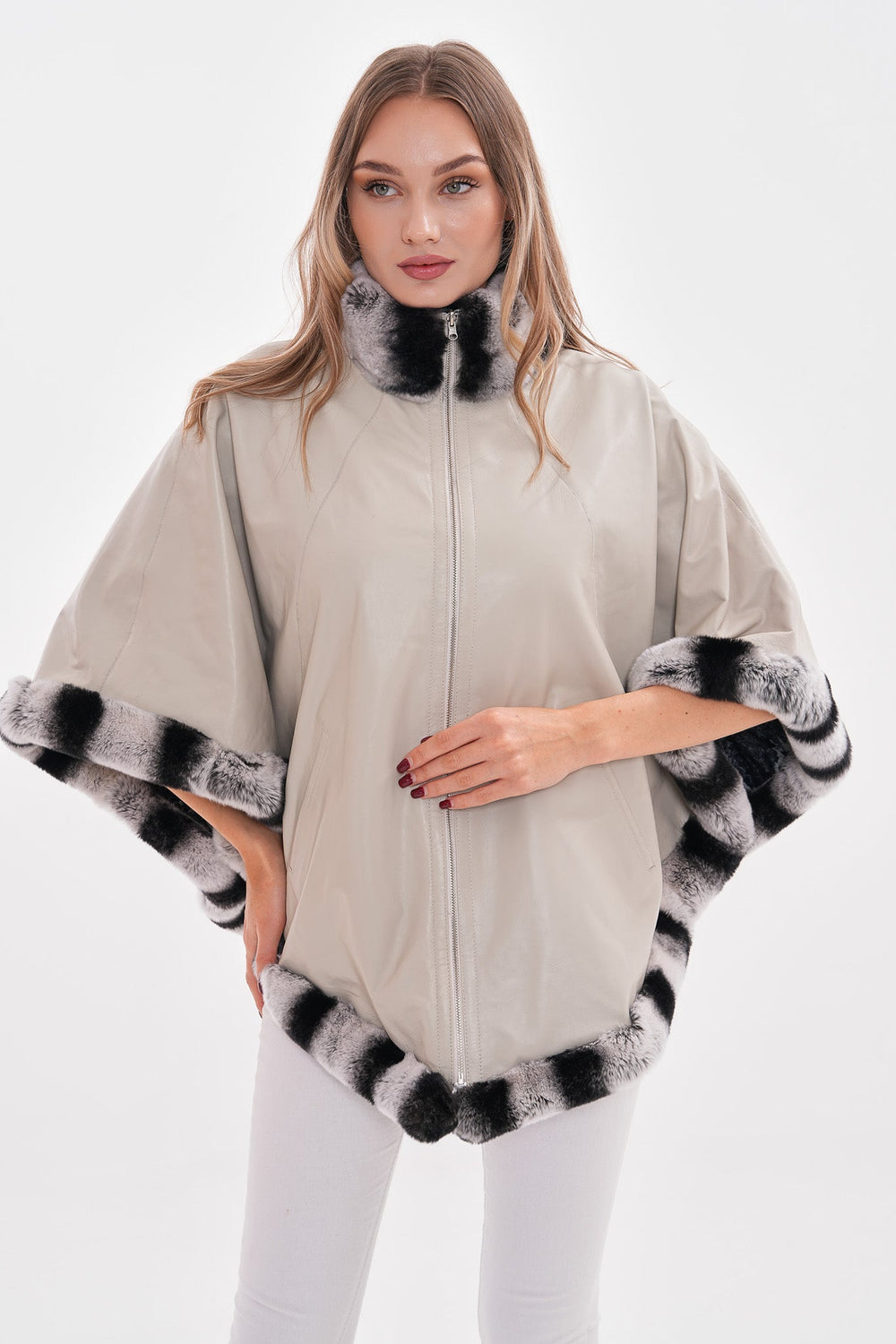 The Glacier Light Beige Reversible Leather Jacket - Vinci Leather
