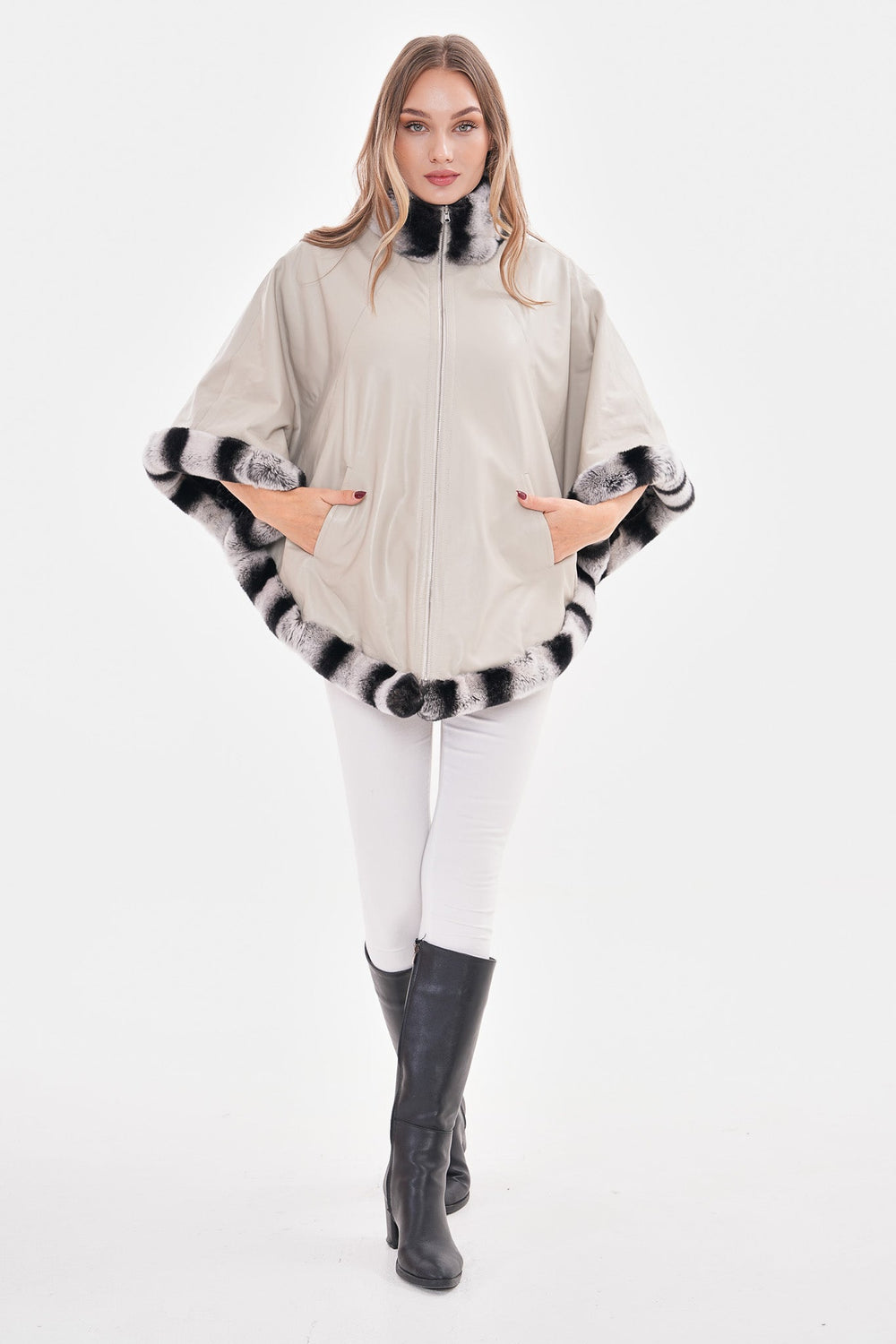 The Glacier Light Beige Reversible Leather Jacket - Vinci Leather