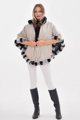 The Glacier Light Beige Reversible Leather Jacket - Vinci Leather