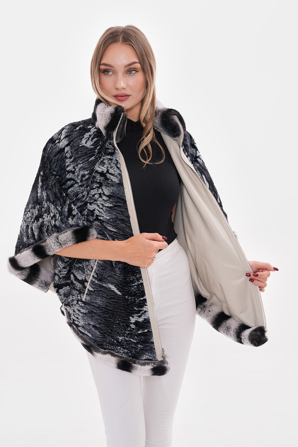 The Glacier Light Beige Reversible Leather Jacket - Vinci Leather