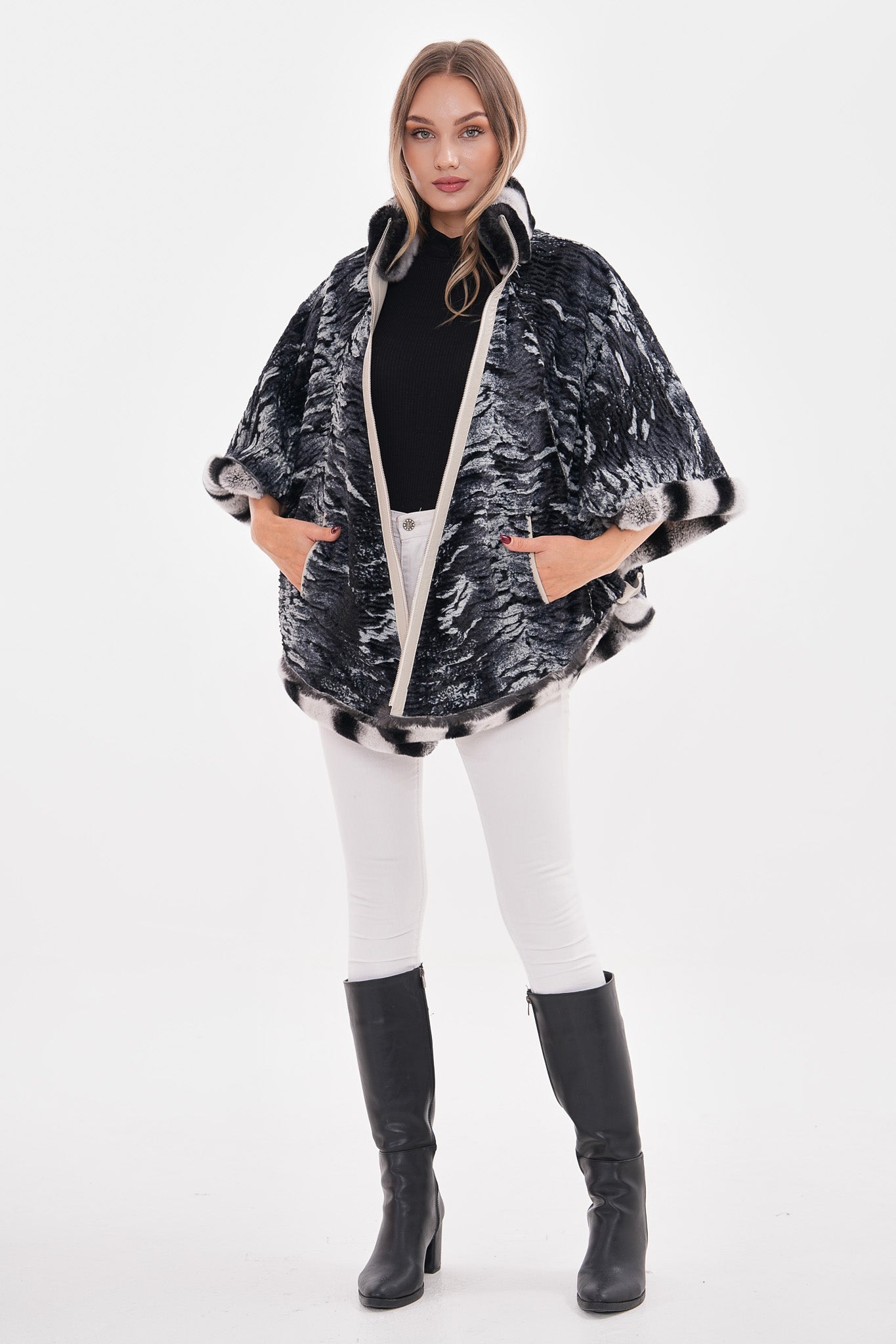 The Glacier Light Beige Reversible Leather Jacket - Vinci Leather